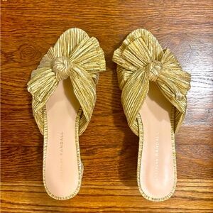 Loeffler Randall Gold Emilia Gold Pleated Bow Heel